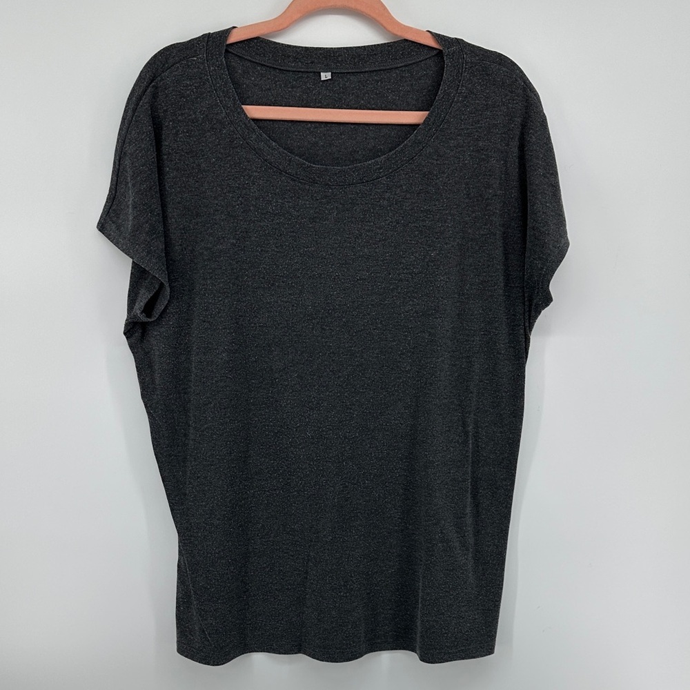 Minimalist Casual Athletic Streetwear Oversized Classic Dark Gray Women Top SzL
